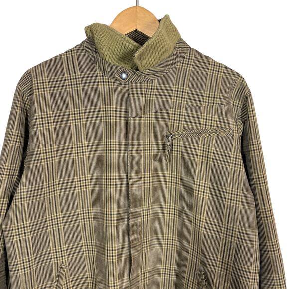 Volcom Full Zip Jacket Skate Surf Casual Plaid Olive Tan Black Knit Collar - M - Picture 2 of 11